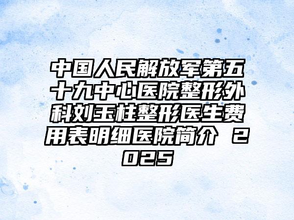 中国人民解放军第五十九中心医院整形外科刘玉柱整形医生费用表明细医院简介 2025