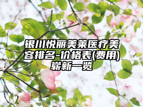 银川悦丽美莱医疗美容排名-价格表(费用)崭新一览