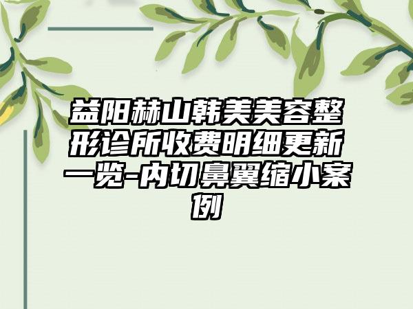 益阳赫山韩美美容整形诊所收费明细更新一览-内切鼻翼缩小案例