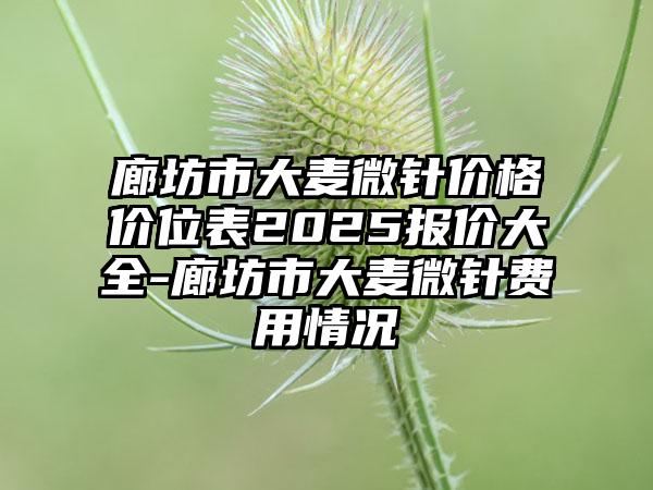 廊坊市大麦微针价格价位表2025报价大全-廊坊市大麦微针费用情况