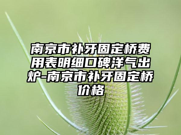 南京市补牙固定桥费用表明细口碑洋气出炉-南京市补牙固定桥价格