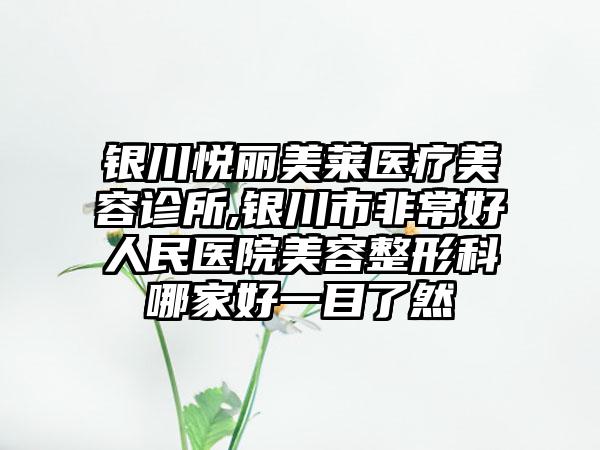 银川悦丽美莱医疗美容诊所,银川市非常好人民医院美容整形科哪家好一目了然
