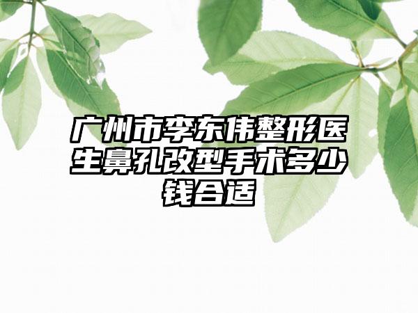 广州市李东伟整形医生鼻孔改型手术多少钱合适