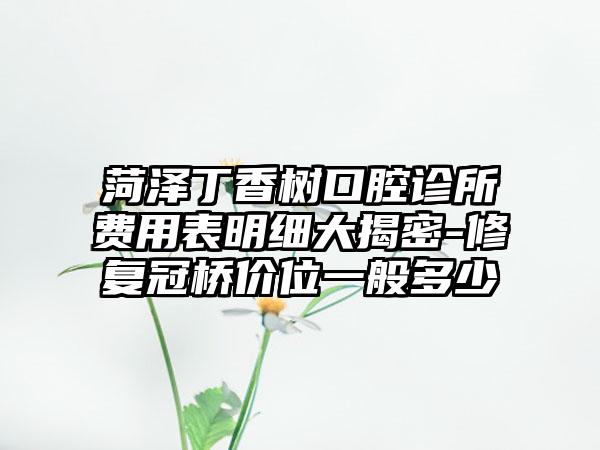 菏泽丁香树口腔诊所费用表明细大揭密-修复冠桥价位一般多少