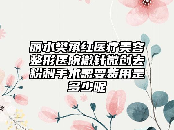 丽水樊承红医疗美容整形医院微针微创去粉刺手术需要费用是多少呢