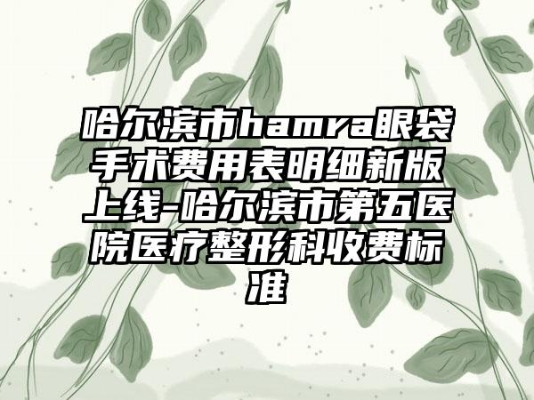 哈尔滨市hamra眼袋手术费用表明细新版上线-哈尔滨市第五医院医疗整形科收费标准