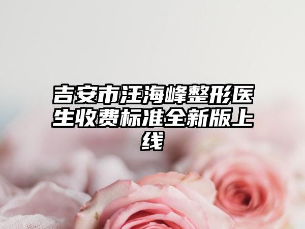 吉安市汪海峰整形医生收费标准全新版上线
