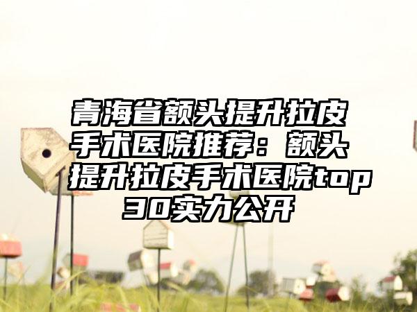青海省额头提升拉皮手术医院推荐：额头提升拉皮手术医院top30实力公开