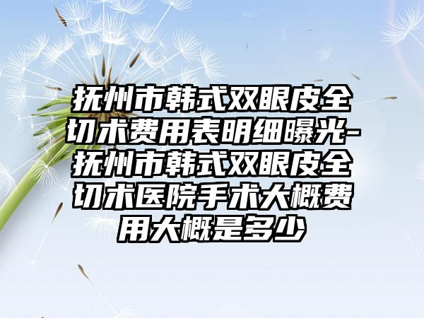 抚州市韩式双眼皮全切术费用表明细曝光-抚州市韩式双眼皮全切术医院手术大概费用大概是多少