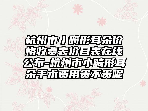 杭州市小畸形耳朵价格收费表价目表在线公布-杭州市小畸形耳朵手术费用贵不贵呢
