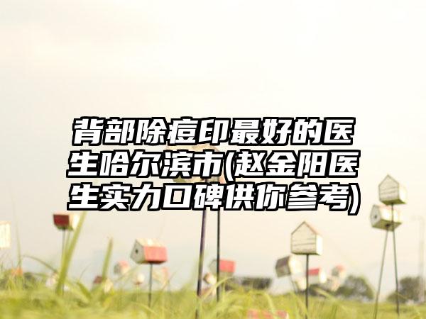 背部除痘印最好的医生哈尔滨市(赵金阳医生实力口碑供你参考)