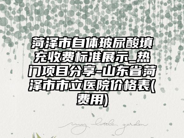 菏泽市自体玻尿酸填充收费标准展示_热门项目分享-山东省菏泽市市立医院价格表(费用)