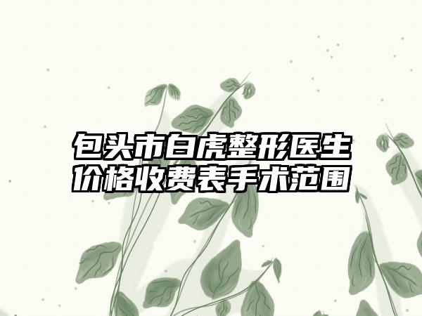 包头市白虎整形医生价格收费表手术范围