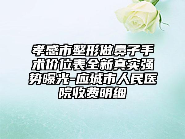 孝感市整形做鼻子手术价位表全新真实强势曝光-应城市人民医院收费明细