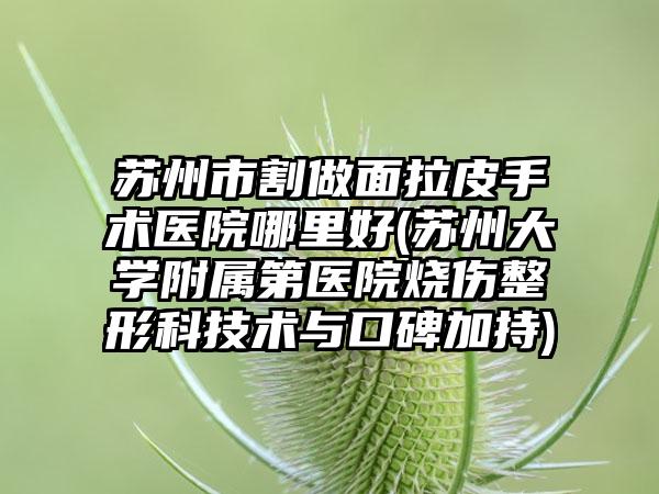 苏州市割做面拉皮手术医院哪里好(苏州大学附属第医院烧伤整形科技术与口碑加持)