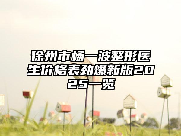 徐州市杨一波整形医生价格表劲爆新版2025一览