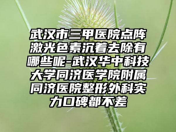 武汉市三甲医院点阵激光色素沉着去除有哪些呢-武汉华中科技大学同济医学院附属同济医院整形外科实力口碑都不差