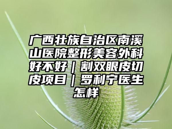 广西壮族自治区南溪山医院整形美容外科好不好｜割双眼皮切皮项目｜罗利宁医生怎样