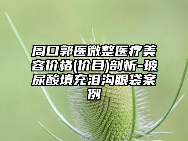 周口郭医微整医疗美容价格(价目)剖析-玻尿酸填充泪沟眼袋案例