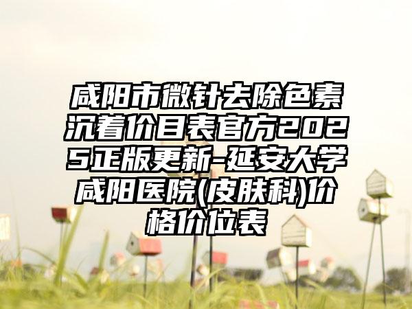咸阳市微针去除色素沉着价目表官方2025正版更新-延安大学咸阳医院(皮肤科)价格价位表