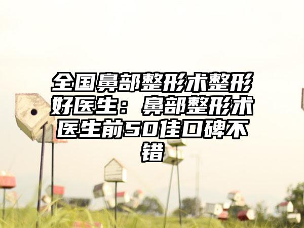 全国鼻部整形术整形好医生：鼻部整形术医生前50佳口碑不错