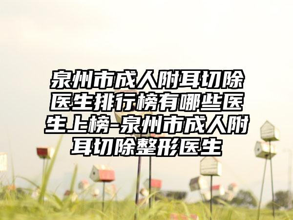 泉州市成人附耳切除医生排行榜有哪些医生上榜-泉州市成人附耳切除整形医生