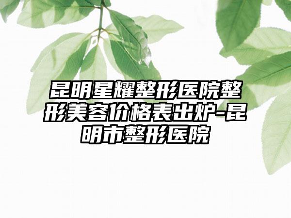 昆明星耀整形医院整形美容价格表出炉-昆明市整形医院