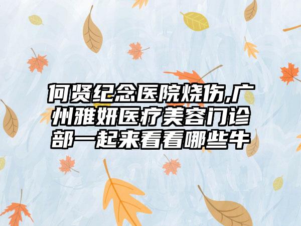 何贤纪念医院烧伤,广州雅妍医疗美容门诊部一起来看看哪些牛