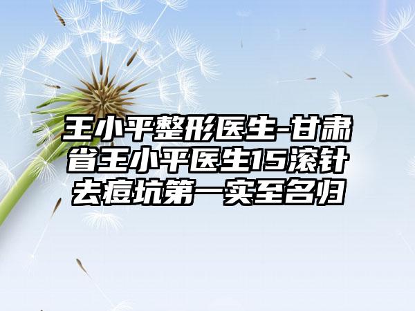 王小平整形医生-甘肃省王小平医生15滚针去痘坑第一实至名归