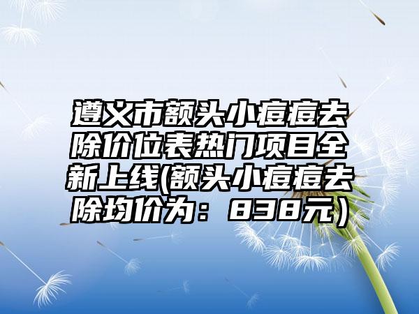 遵义市额头小痘痘去除价位表热门项目全新上线(额头小痘痘去除均价为：838元）