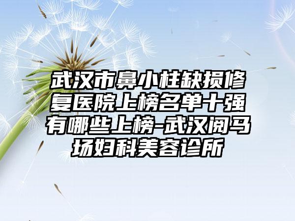 武汉市鼻小柱缺损修复医院上榜名单十强有哪些上榜-武汉阅马场妇科美容诊所