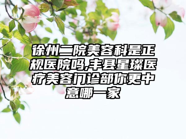 徐州二院美容科是正规医院吗,丰县星璨医疗美容门诊部你更中意哪一家
