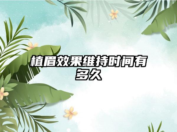 植眉效果维持时间有多久