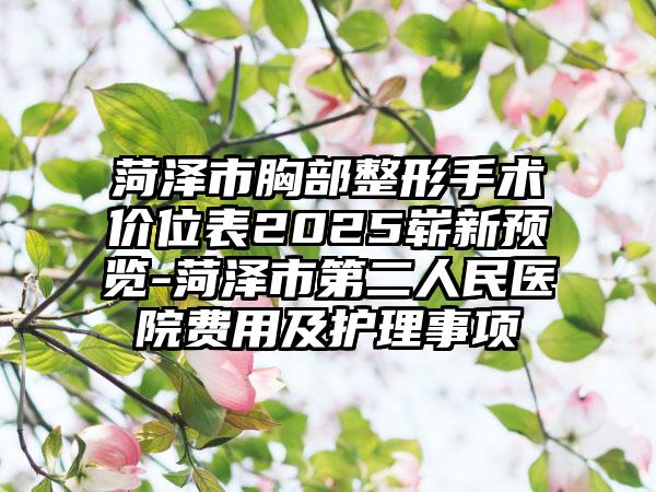 菏泽市胸部整形手术价位表2025崭新预览-菏泽市第二人民医院费用及护理事项