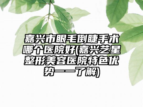 嘉兴市眼毛倒睫手术哪个医院好(嘉兴艺星整形美容医院特色优势一一了解)