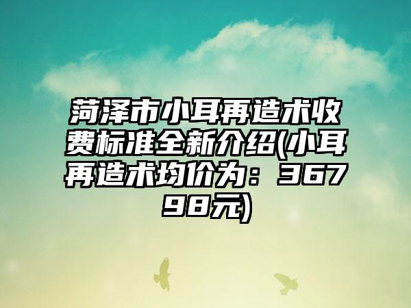 菏泽市小耳再造术收费标准全新介绍(小耳再造术均价为：36798元)