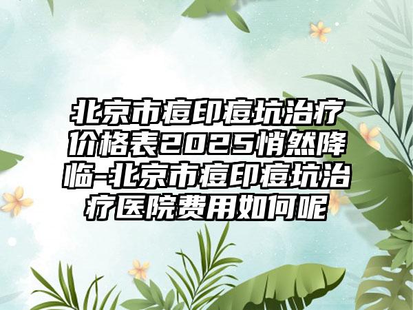 北京市痘印痘坑治疗价格表2025悄然降临-北京市痘印痘坑治疗医院费用如何呢