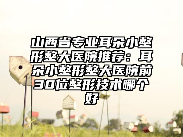 山西省专业耳朵小整形整大医院推荐：耳朵小整形整大医院前30位整形技术哪个好