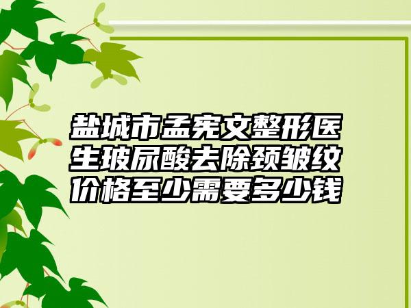 盐城市孟宪文整形医生玻尿酸去除颈皱纹价格至少需要多少钱