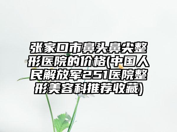 张家口市鼻头鼻尖整形医院的价格(中国人民解放军251医院整形美容科推荐收藏)