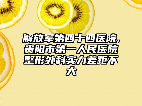 解放军第四十四医院,贵阳市第一人民医院整形外科实力差距不大