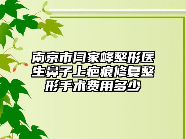 南京市闫家峰整形医生鼻子上疤痕修复整形手术费用多少