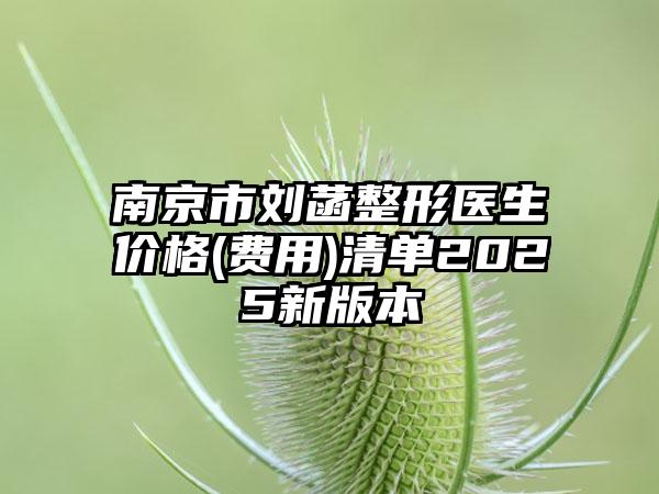 南京市刘菡整形医生价格(费用)清单2025新版本