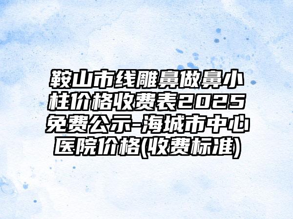 鞍山市线雕鼻做鼻小柱价格收费表2025免费公示-海城市中心医院价格(收费标准)