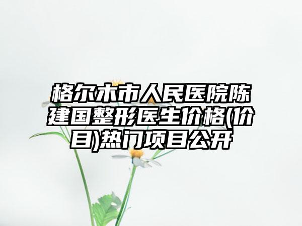 格尔木市人民医院陈建国整形医生价格(价目)热门项目公开