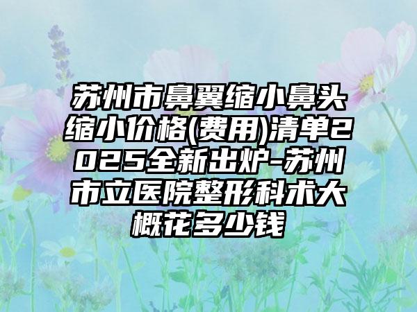 苏州市鼻翼缩小鼻头缩小价格(费用)清单2025全新出炉-苏州市立医院整形科术大概花多少钱