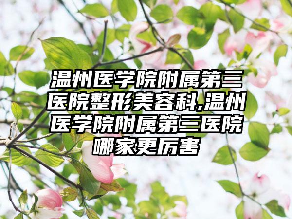 温州医学院附属第三医院整形美容科,温州医学院附属第三医院哪家更厉害