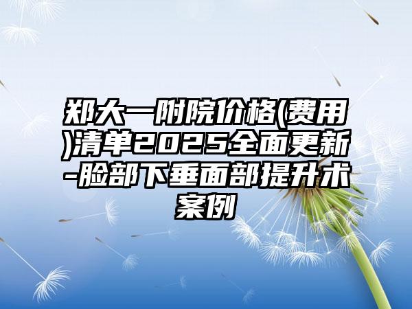 郑大一附院价格(费用)清单2025全面更新-脸部下垂面部提升术案例