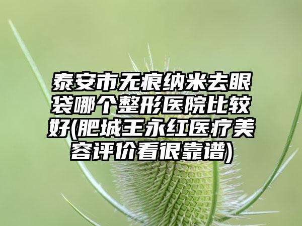 泰安市无痕纳米去眼袋哪个整形医院比较好(肥城王永红医疗美容评价看很靠谱)