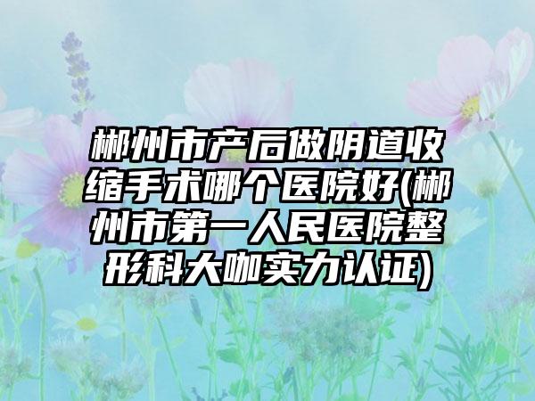 郴州市产后做阴道收缩手术哪个医院好(郴州市第一人民医院整形科大咖实力认证)